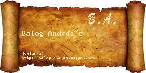 Balog András névjegykártya